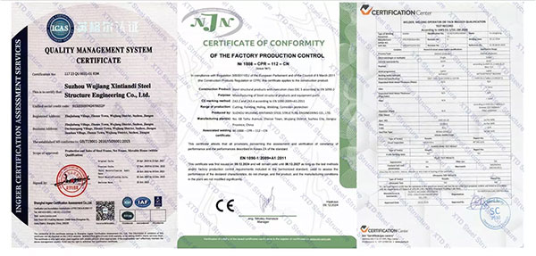 certificados de estructura de acero